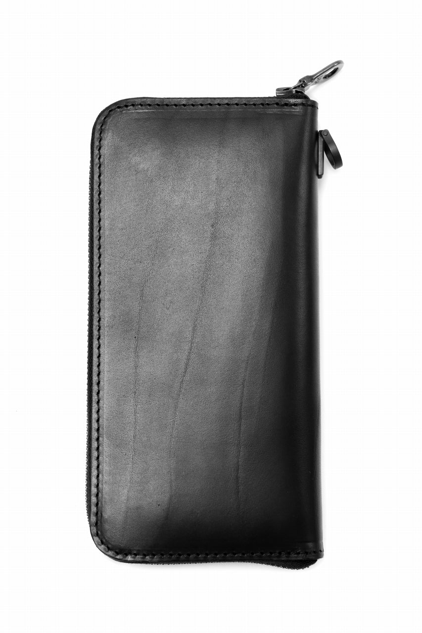 Load image into Gallery viewer, ISAMU KATAYAMA BACKLASH ROUND FASTNER WALLET / GUIDI OILED-CALF (BLACK)