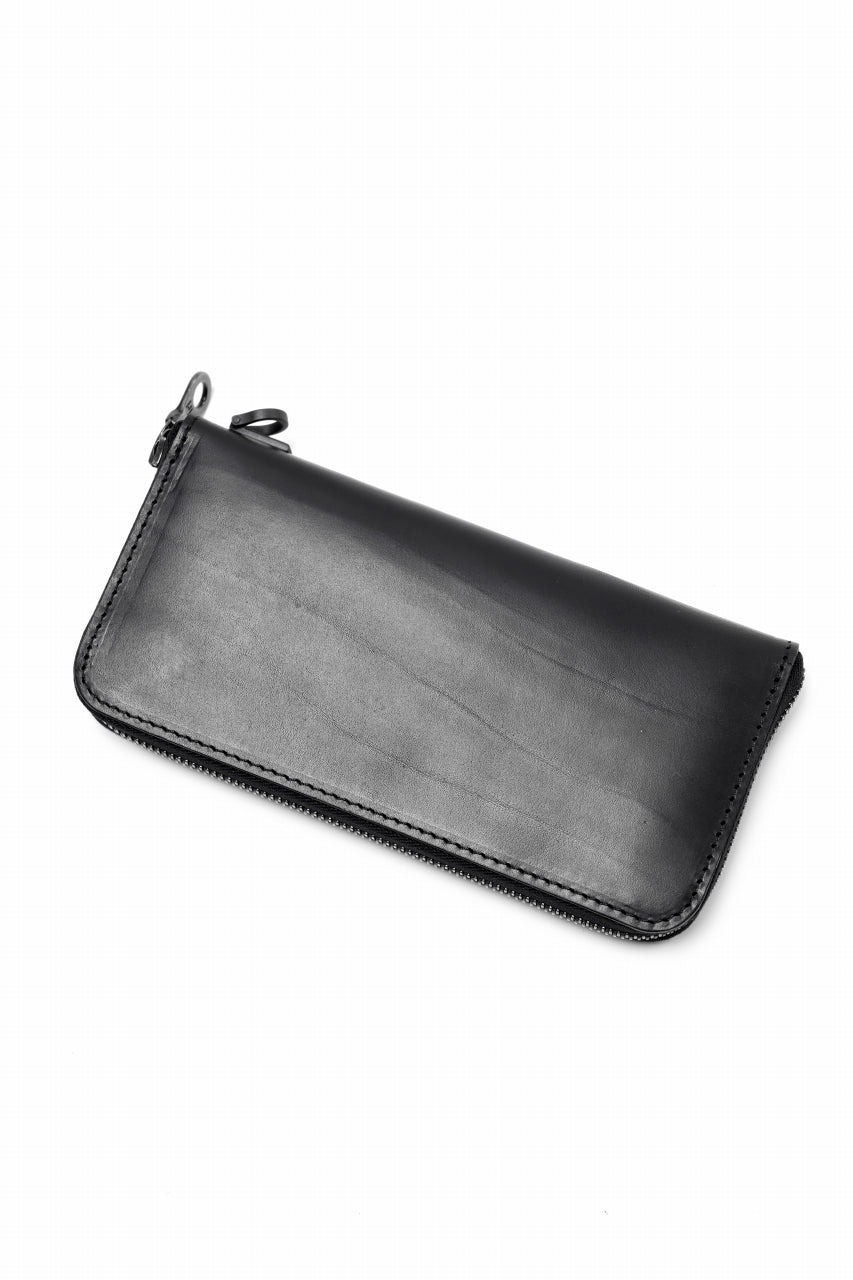 Load image into Gallery viewer, ISAMU KATAYAMA BACKLASH ROUND FASTNER WALLET / GUIDI OILED-CALF (BLACK)