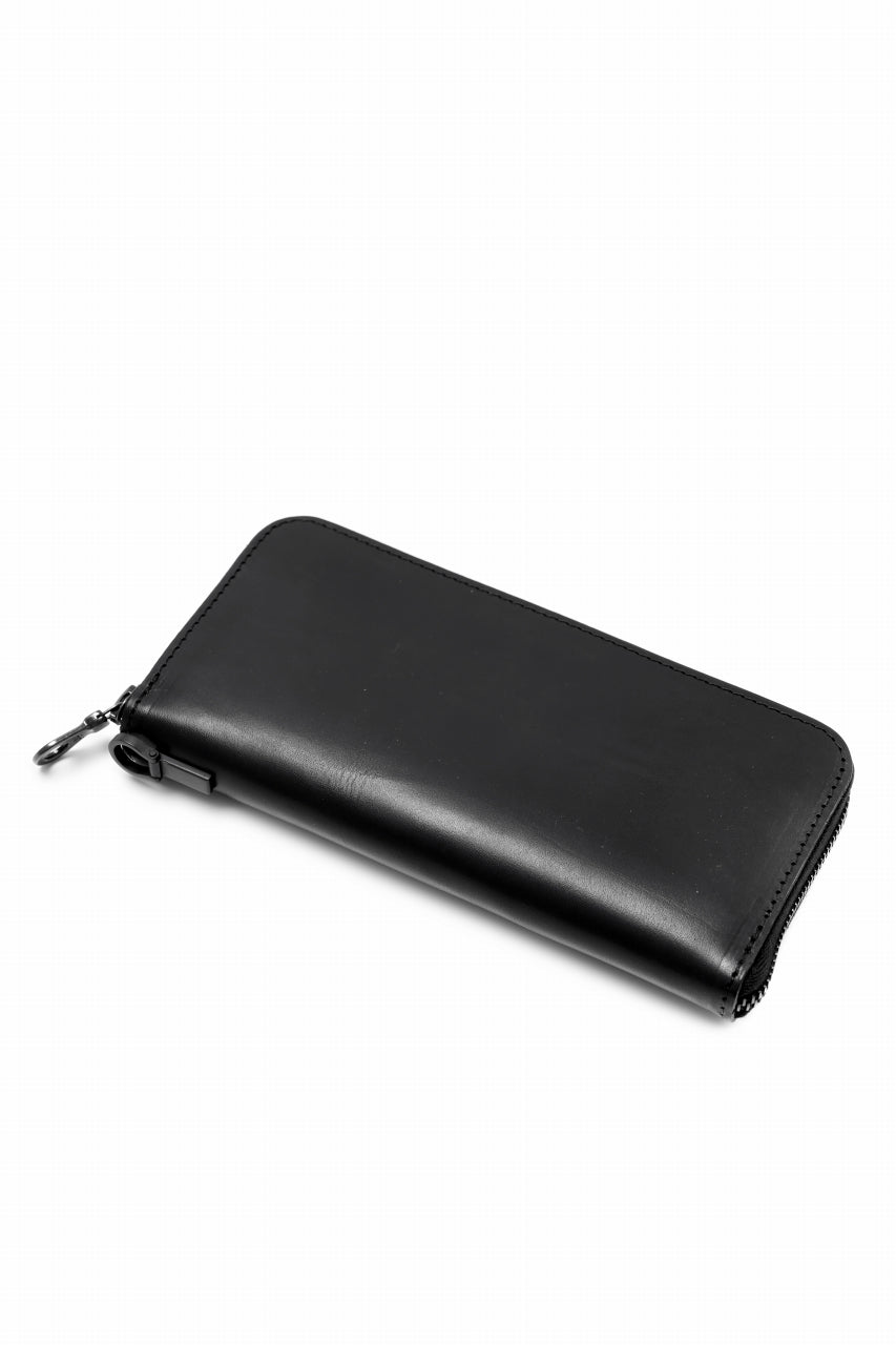 Load image into Gallery viewer, ISAMU KATAYAMA BACKLASH ROUND FASTNER WALLET / GUIDI OILED-CALF (BLACK)