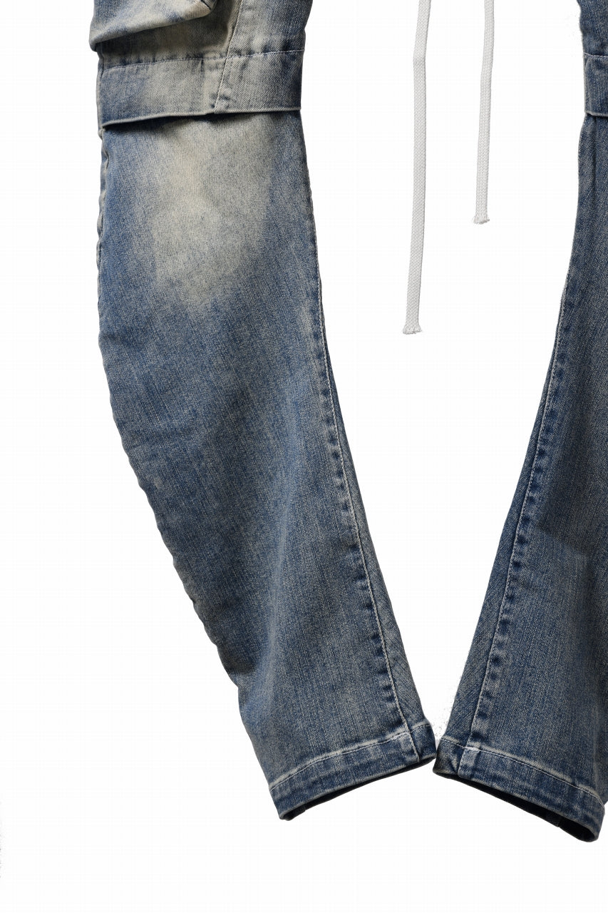 画像をギャラリービューアに読み込む, A.F ARTEFACT FLAP-DETAIL SLIM CARGO PANTS / FADED AGEING DENIM (BLUE)