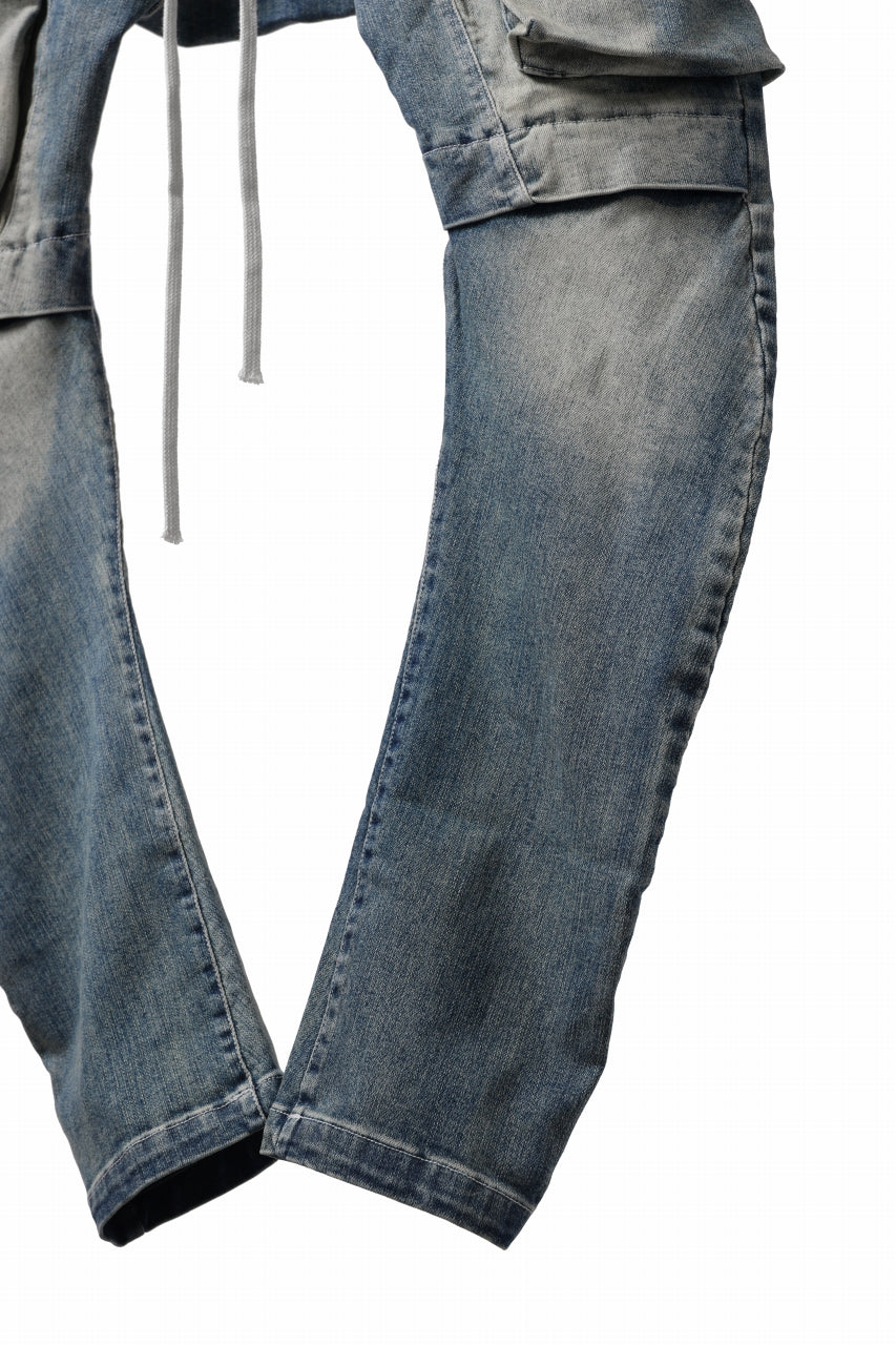 画像をギャラリービューアに読み込む, A.F ARTEFACT FLAP-DETAIL SLIM CARGO PANTS / FADED AGEING DENIM (BLUE)