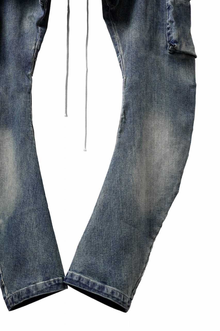 画像をギャラリービューアに読み込む, A.F ARTEFACT FLAP-DETAIL SLIM CARGO PANTS / FADED AGEING DENIM (BLUE)