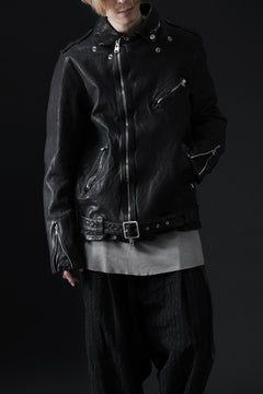 画像をギャラリービューアに読み込む, ISAMU KATAYAMA BACKLASH DOUBLE RIDERS JACKET &quot;RELAX&quot; / GARMENT WASHED JP CALF (BLACK)