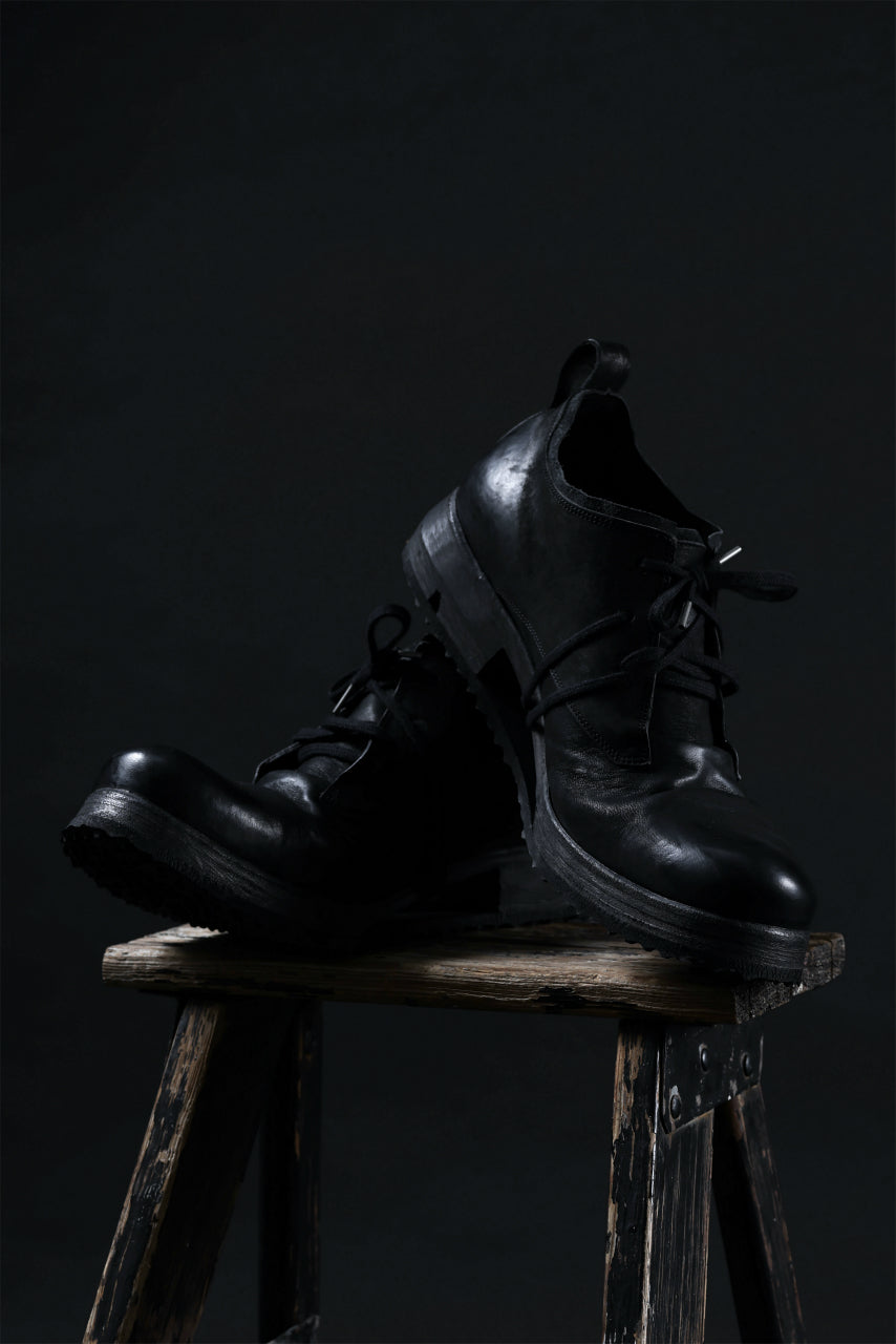 画像をギャラリービューアに読み込む, BORIS BIDJAN SABERI HORSE LEATHER DERBY SHOES / WASHED & HAND-TREATED "SHOE1-SIN" (BLACK)