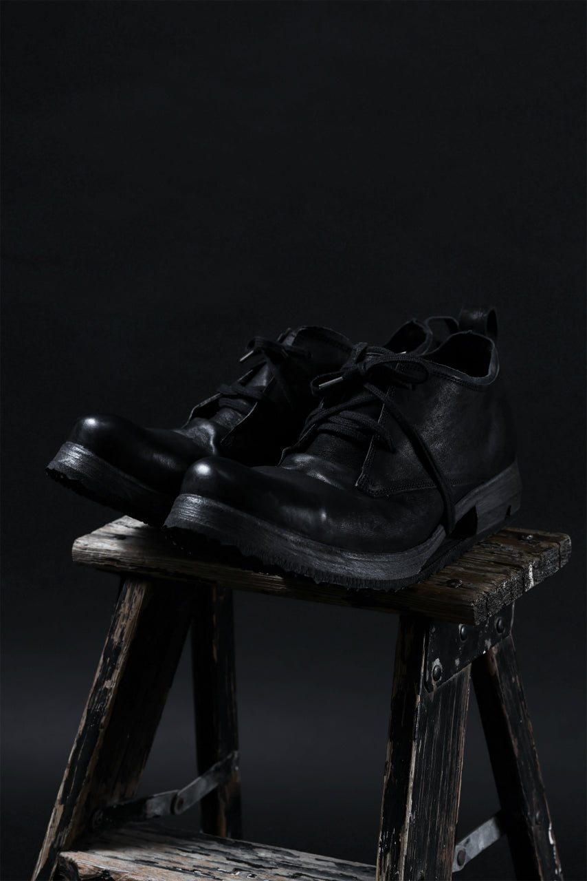 画像をギャラリービューアに読み込む, BORIS BIDJAN SABERI HORSE LEATHER DERBY SHOES / WASHED & HAND-TREATED "SHOE1-SIN" (BLACK)