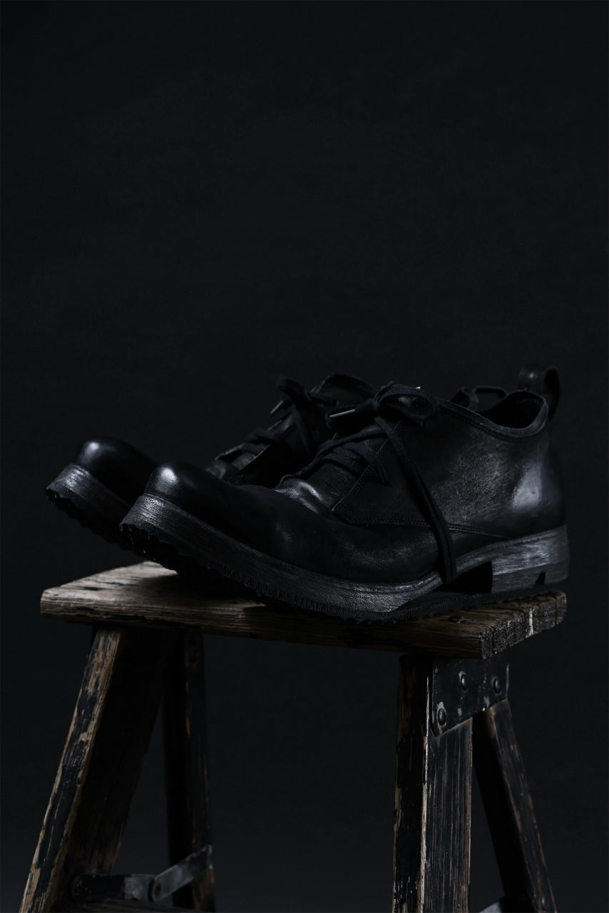 画像をギャラリービューアに読み込む, BORIS BIDJAN SABERI HORSE LEATHER DERBY SHOES / WASHED & HAND-TREATED "SHOE1-SIN" (BLACK)