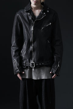 画像をギャラリービューアに読み込む, ISAMU KATAYAMA BACKLASH DOUBLE RIDERS JACKET "RELAX" / GARMENT WASHED JP CALF (BLACK)