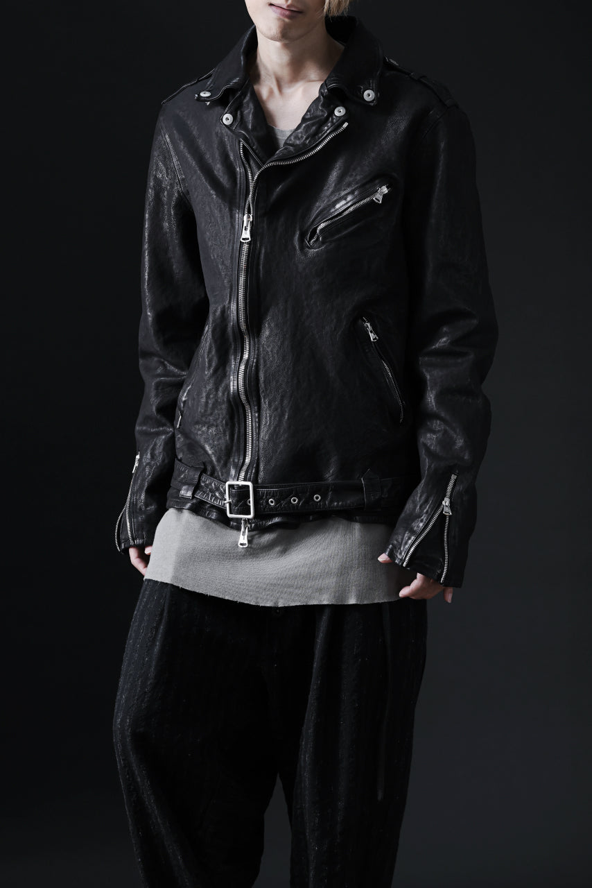 画像をギャラリービューアに読み込む, ISAMU KATAYAMA BACKLASH DOUBLE RIDERS JACKET &quot;RELAX&quot; / GARMENT WASHED JP CALF (BLACK)