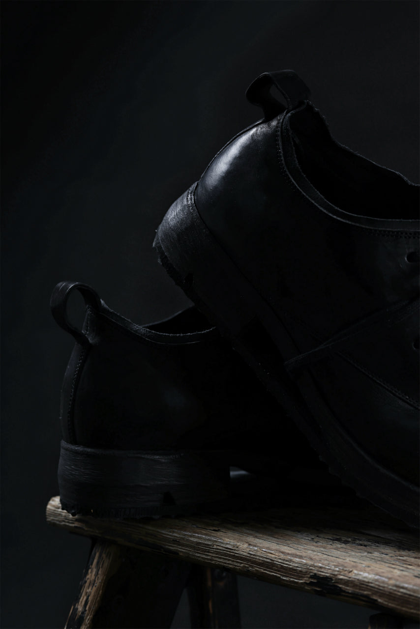画像をギャラリービューアに読み込む, BORIS BIDJAN SABERI HORSE LEATHER DERBY SHOES / WASHED & HAND-TREATED "SHOE1-SIN" (BLACK)