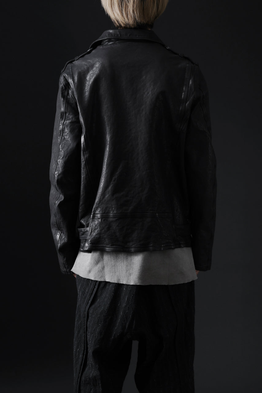 画像をギャラリービューアに読み込む, ISAMU KATAYAMA BACKLASH DOUBLE RIDERS JACKET "RELAX" / GARMENT WASHED JP CALF (BLACK)