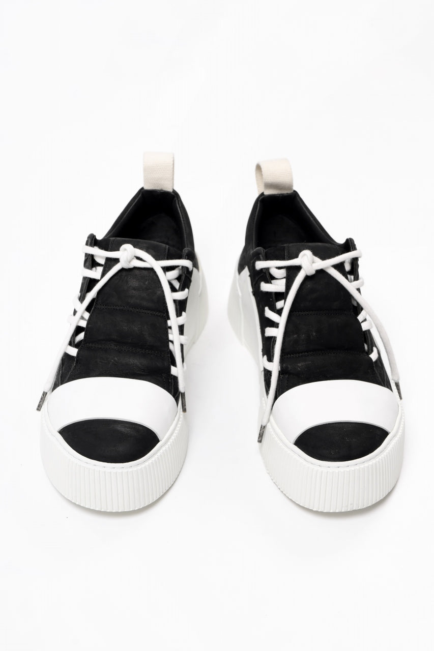 Load image into Gallery viewer, BORIS BIDJAN SABERI HORSE LEATHER LOW CUT SNEAKER / WASHED AND HAND TREATED "BAMBA2.1" (BLACK x LIGHT GREY)