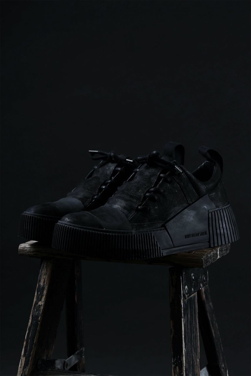 画像をギャラリービューアに読み込む, BORIS BIDJAN SABERI HORSE LEATHER LOW CUT SNEAKER / WASHED AND HAND TREATED &quot;BAMBA2.1&quot; (BLACK)