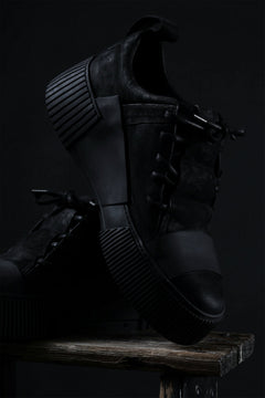 画像をギャラリービューアに読み込む, BORIS BIDJAN SABERI HORSE LEATHER LOW CUT SNEAKER / WASHED AND HAND TREATED "BAMBA2.1" (BLACK)