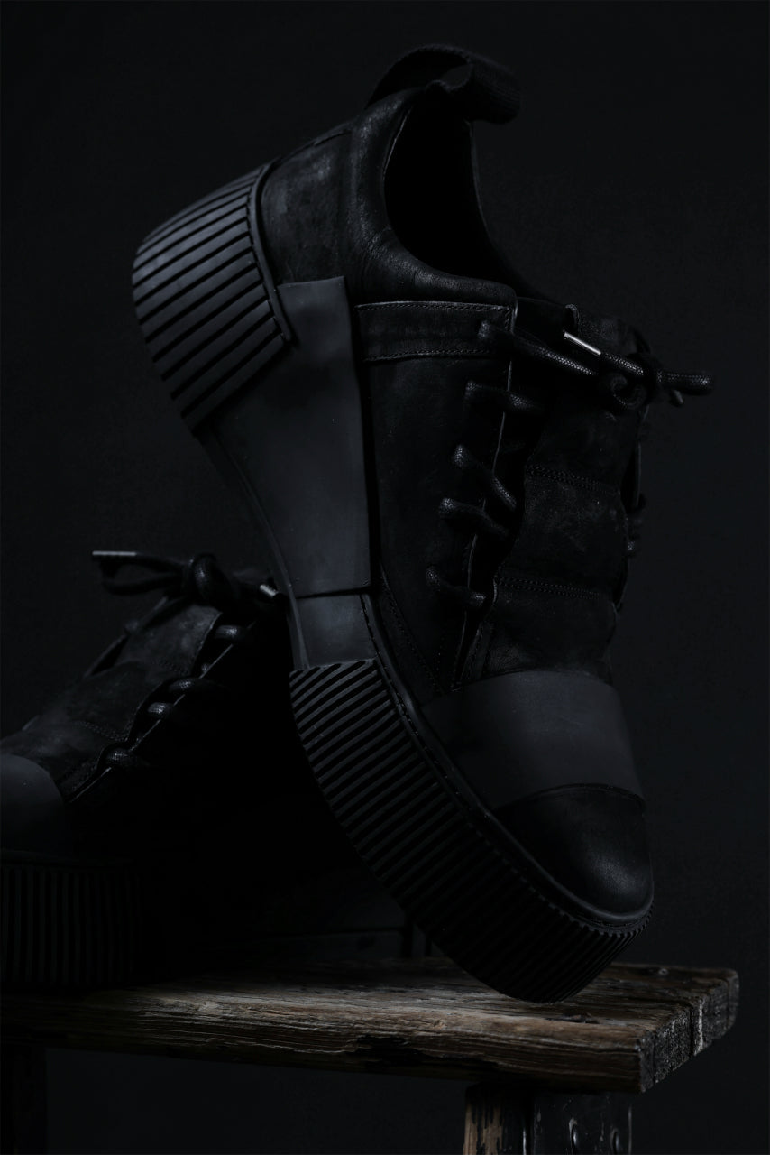 画像をギャラリービューアに読み込む, BORIS BIDJAN SABERI HORSE LEATHER LOW CUT SNEAKER / WASHED AND HAND TREATED &quot;BAMBA2.1&quot; (BLACK)