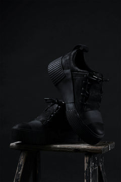 画像をギャラリービューアに読み込む, BORIS BIDJAN SABERI HORSE LEATHER LOW CUT SNEAKER / WASHED &amp; HAND TREATED &quot;BAMBA2.1-SIN&quot; (BLACK)