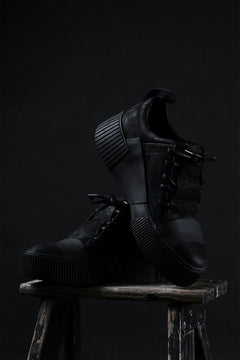 画像をギャラリービューアに読み込む, BORIS BIDJAN SABERI HORSE LEATHER LOW CUT SNEAKER / WASHED AND HAND TREATED "BAMBA2.1" (BLACK)