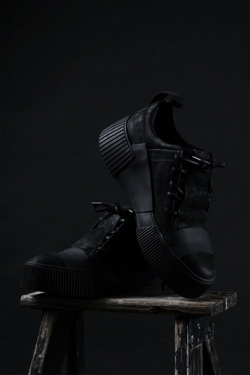 画像をギャラリービューアに読み込む, BORIS BIDJAN SABERI HORSE LEATHER LOW CUT SNEAKER / WASHED AND HAND TREATED "BAMBA2.1" (BLACK)