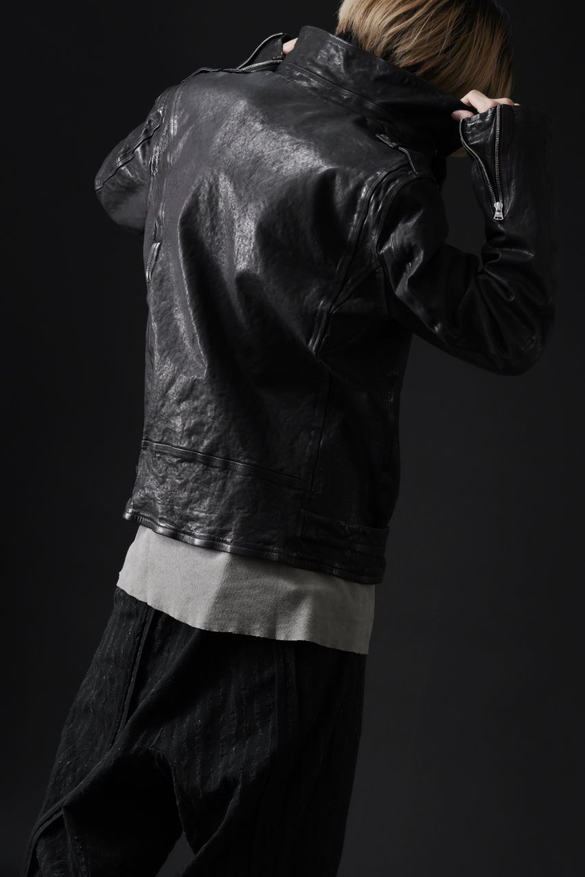 画像をギャラリービューアに読み込む, ISAMU KATAYAMA BACKLASH DOUBLE RIDERS JACKET "RELAX" / GARMENT WASHED JP CALF (BLACK)