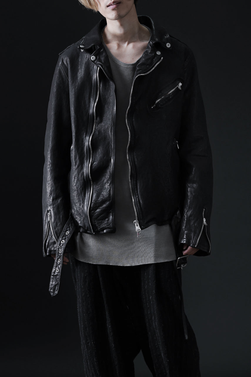 画像をギャラリービューアに読み込む, ISAMU KATAYAMA BACKLASH DOUBLE RIDERS JACKET "RELAX" / GARMENT WASHED JP CALF (BLACK)