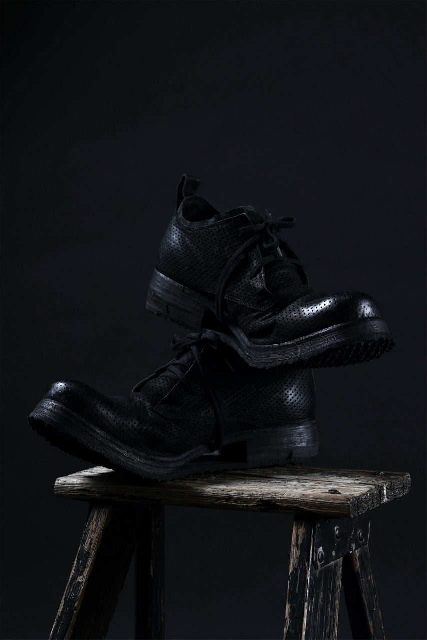 画像をギャラリービューアに読み込む, BORIS BIDJAN SABERI HORSE PUNCHING LEATHER DERBY SHOES / WASHED & HAND-TREATED "SHOE1-SIN" (BLACK)