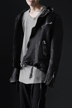 画像をギャラリービューアに読み込む, ISAMU KATAYAMA BACKLASH DOUBLE RIDERS JACKET "RELAX" / GARMENT WASHED JP CALF (BLACK)