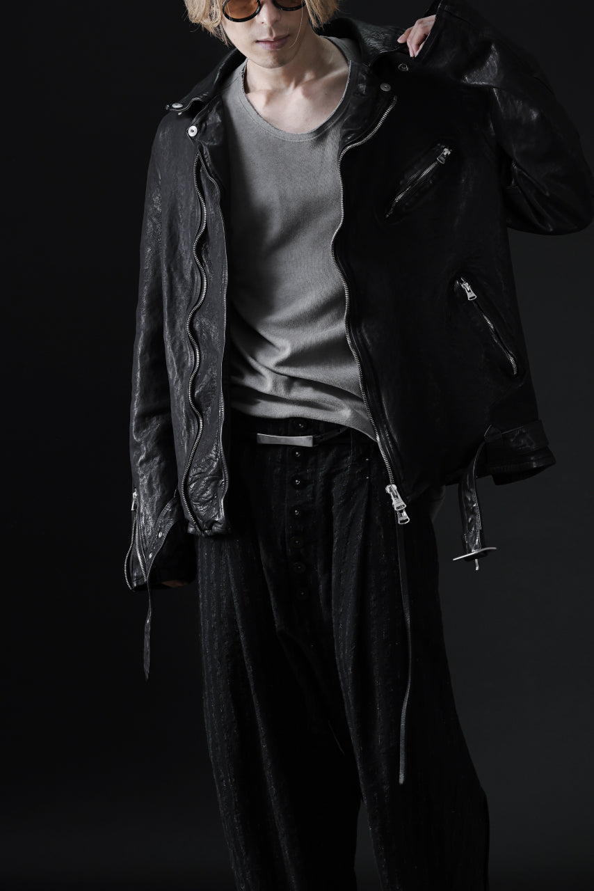 画像をギャラリービューアに読み込む, ISAMU KATAYAMA BACKLASH DOUBLE RIDERS JACKET "RELAX" / GARMENT WASHED JP CALF (BLACK)