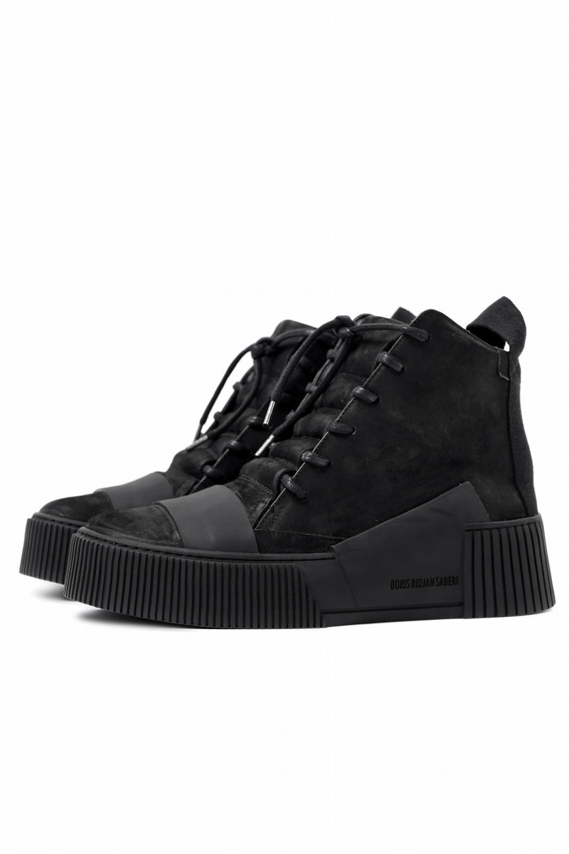 BORIS BIDJAN SABERI HORSE LEATHER MID CUT SNEAKER / WASHED AND 