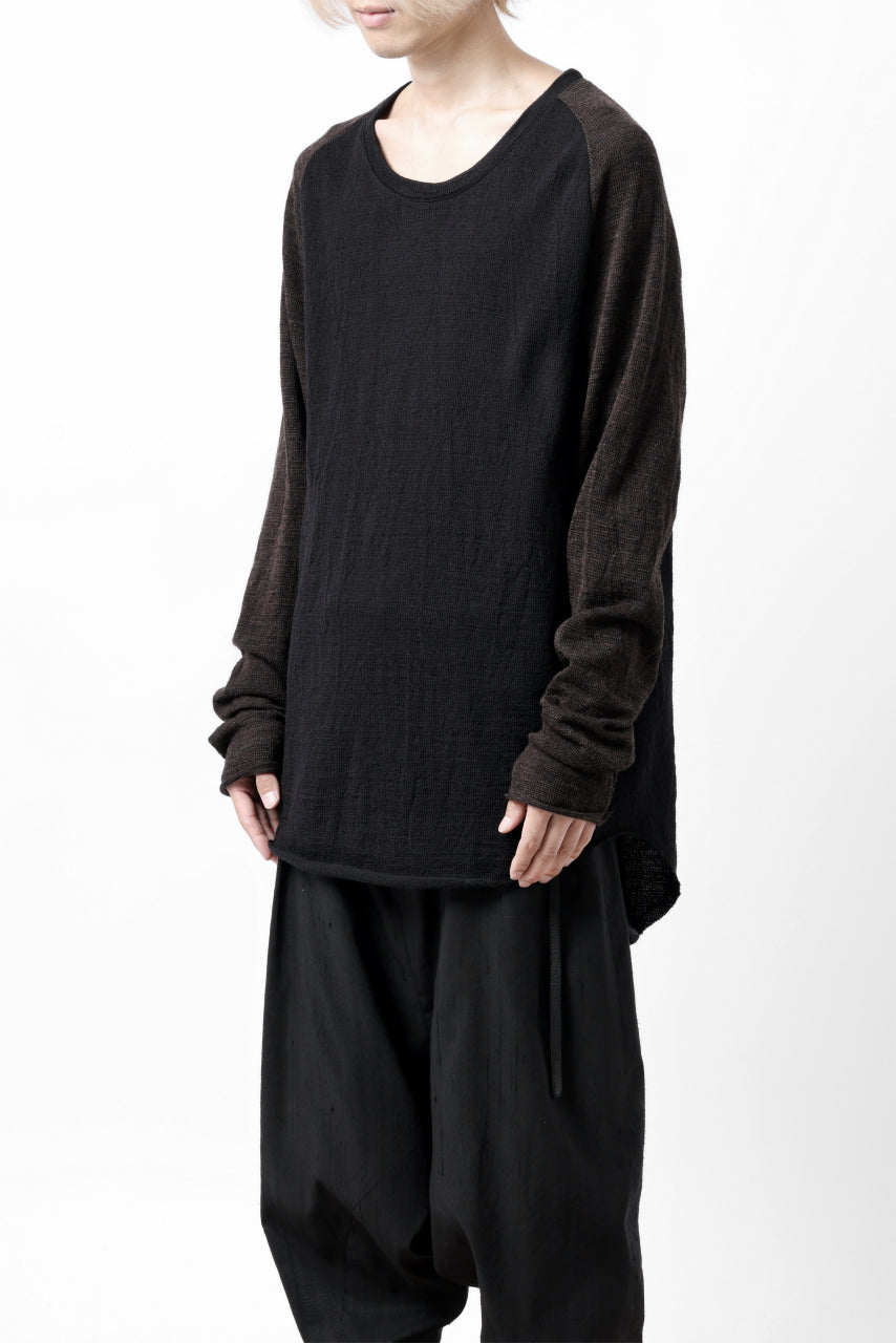 画像をギャラリービューアに読み込む, KLASICA D'ARCY RAGLAN REGULAR FIT PULL / JACQUARD KNIT JERSEY (BLACK x OLIVE)