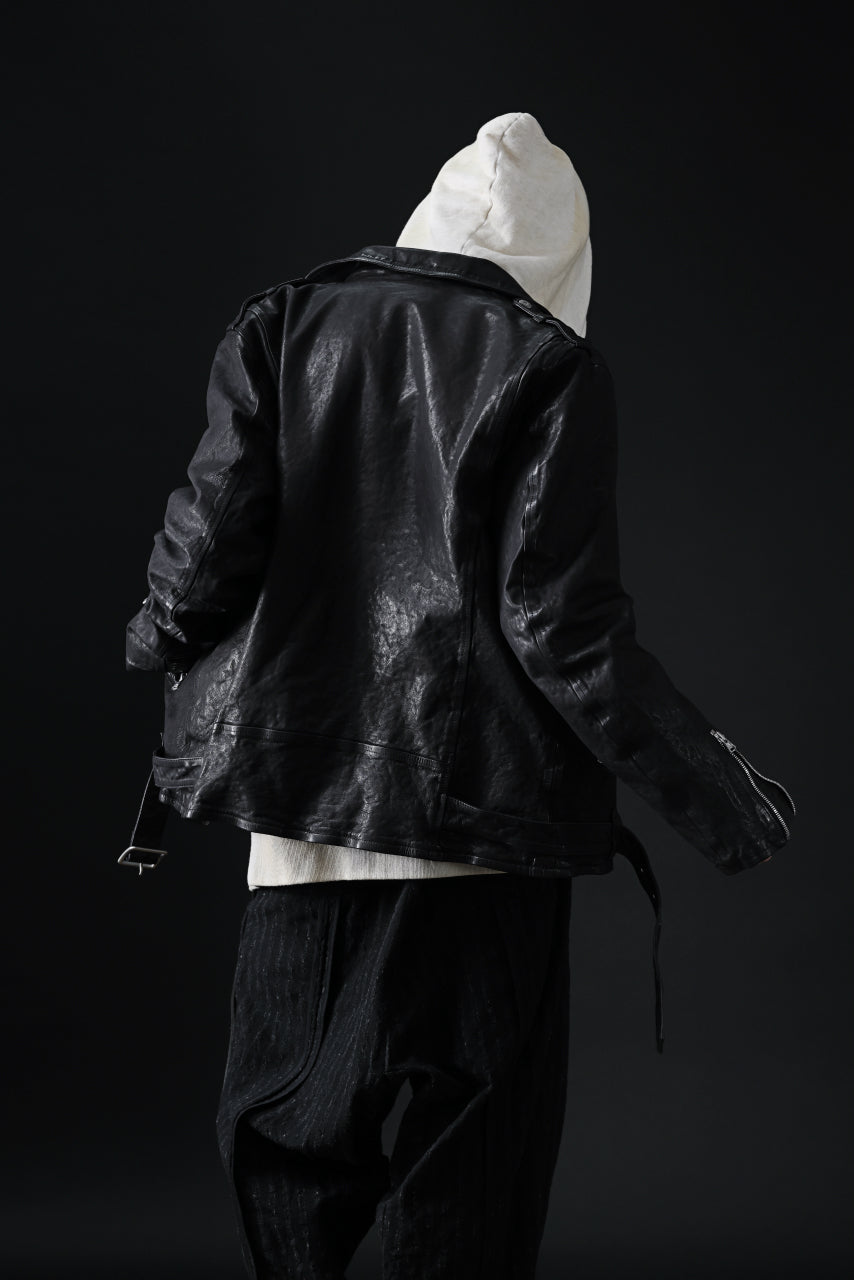 画像をギャラリービューアに読み込む, ISAMU KATAYAMA BACKLASH DOUBLE RIDERS JACKET "RELAX" / GARMENT WASHED JP CALF (BLACK)