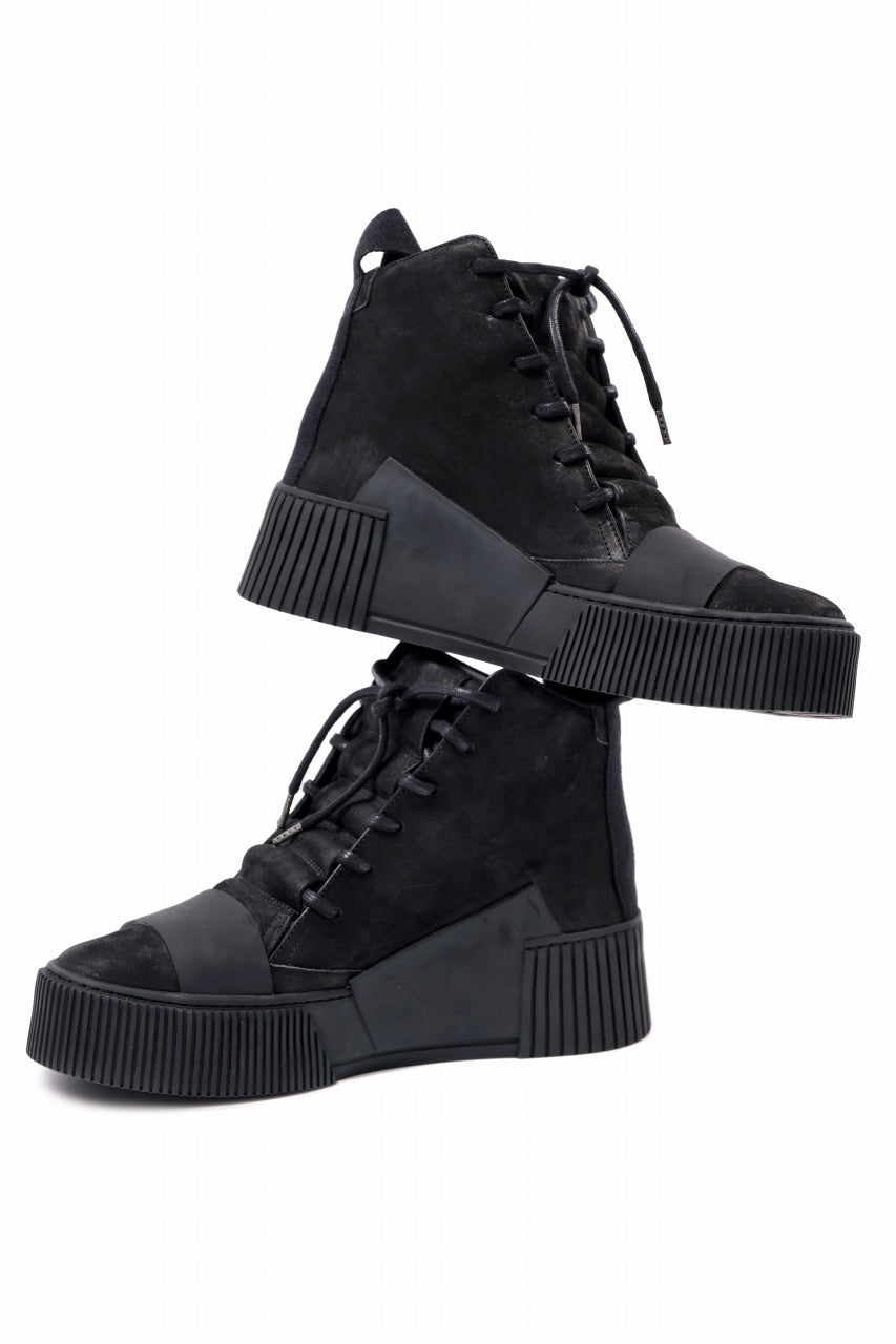 画像をギャラリービューアに読み込む, BORIS BIDJAN SABERI HORSE LEATHER MID CUT SNEAKER / WASHED AND HAND TREATED "BAMBA1.1" (BLACK)