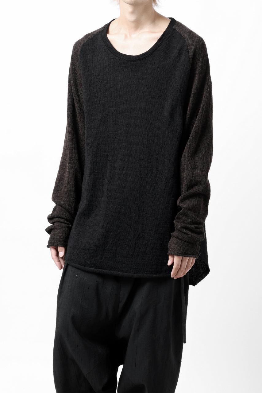 画像をギャラリービューアに読み込む, KLASICA D'ARCY RAGLAN REGULAR FIT PULL / JACQUARD KNIT JERSEY (BLACK x OLIVE)
