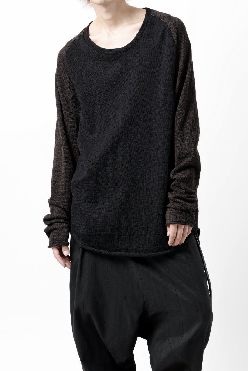 画像をギャラリービューアに読み込む, KLASICA D'ARCY RAGLAN REGULAR FIT PULL / JACQUARD KNIT JERSEY (BLACK x OLIVE)