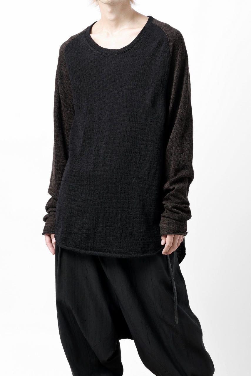 画像をギャラリービューアに読み込む, KLASICA D'ARCY RAGLAN REGULAR FIT PULL / JACQUARD KNIT JERSEY (BLACK x OLIVE)