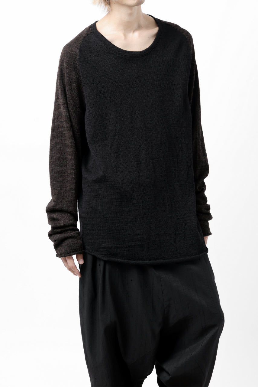 画像をギャラリービューアに読み込む, KLASICA D'ARCY RAGLAN REGULAR FIT PULL / JACQUARD KNIT JERSEY (BLACK x OLIVE)