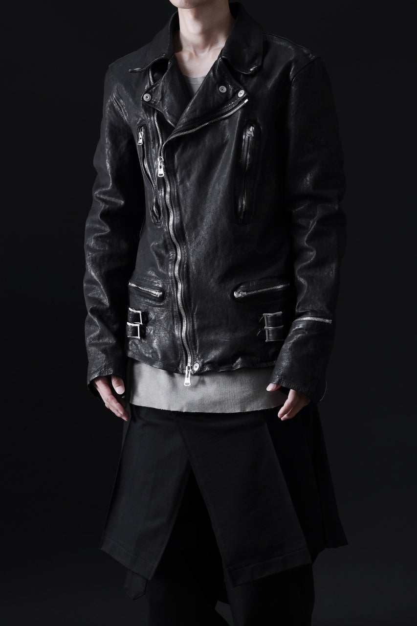 画像をギャラリービューアに読み込む, ISAMU KATAYAMA BACKLASH DOUBLE RIDERS JACKET "LIGHTNING" / GARMENT WASHED JP CALF (BLACK)