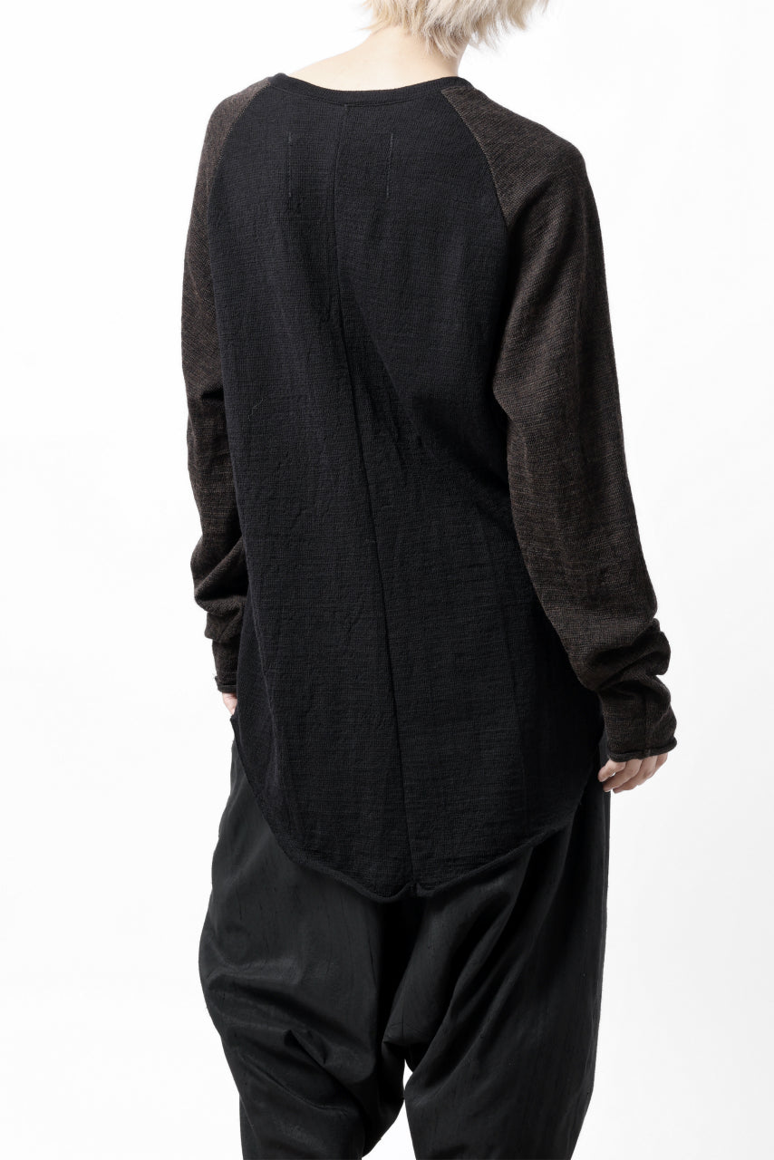 画像をギャラリービューアに読み込む, KLASICA D'ARCY RAGLAN REGULAR FIT PULL / JACQUARD KNIT JERSEY (BLACK x OLIVE)