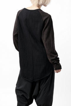 画像をギャラリービューアに読み込む, KLASICA D'ARCY RAGLAN REGULAR FIT PULL / JACQUARD KNIT JERSEY (BLACK x OLIVE)