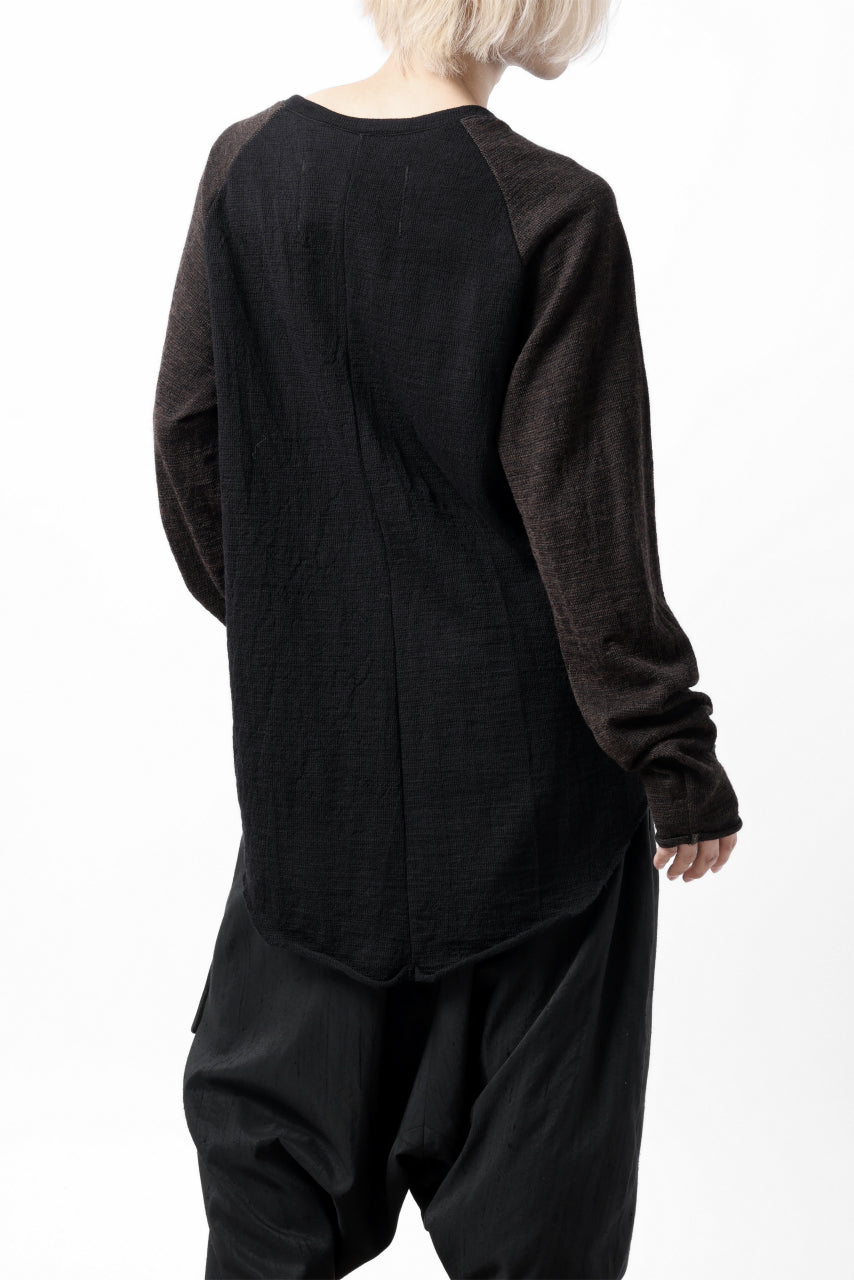画像をギャラリービューアに読み込む, KLASICA D'ARCY RAGLAN REGULAR FIT PULL / JACQUARD KNIT JERSEY (BLACK x OLIVE)