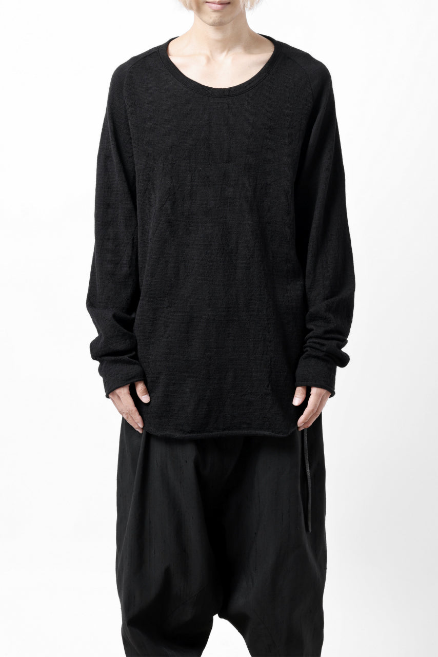 画像をギャラリービューアに読み込む, KLASICA D'ARCY RAGLAN REGULAR FIT PULL / JACQUARD KNIT JERSEY (BLACK x BLACK)