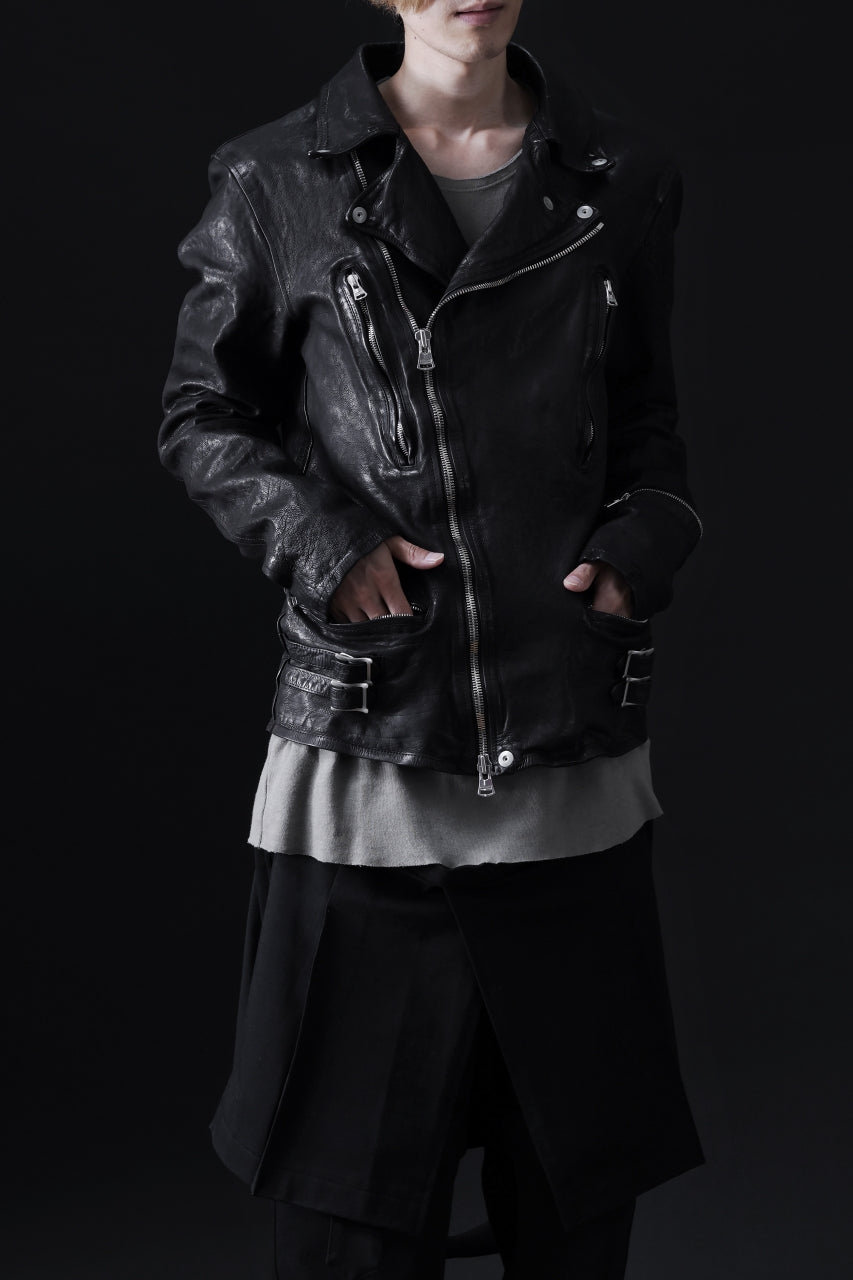 画像をギャラリービューアに読み込む, ISAMU KATAYAMA BACKLASH DOUBLE RIDERS JACKET "LIGHTNING" / GARMENT WASHED JP CALF (BLACK)