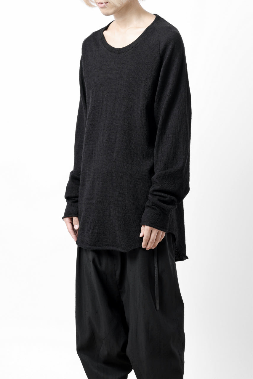 画像をギャラリービューアに読み込む, KLASICA D'ARCY RAGLAN REGULAR FIT PULL / JACQUARD KNIT JERSEY (BLACK x BLACK)