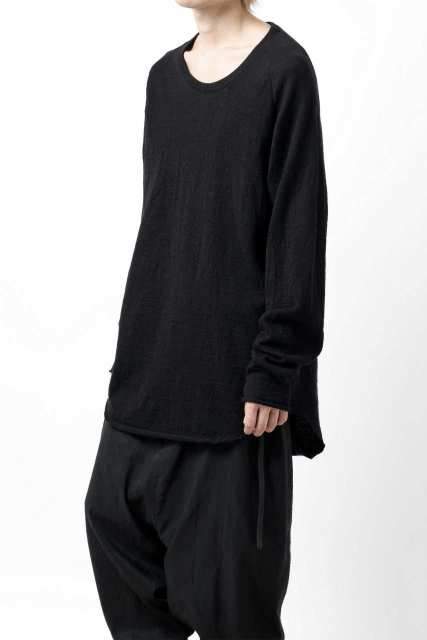 画像をギャラリービューアに読み込む, KLASICA D'ARCY RAGLAN REGULAR FIT PULL / JACQUARD KNIT JERSEY (BLACK x BLACK)