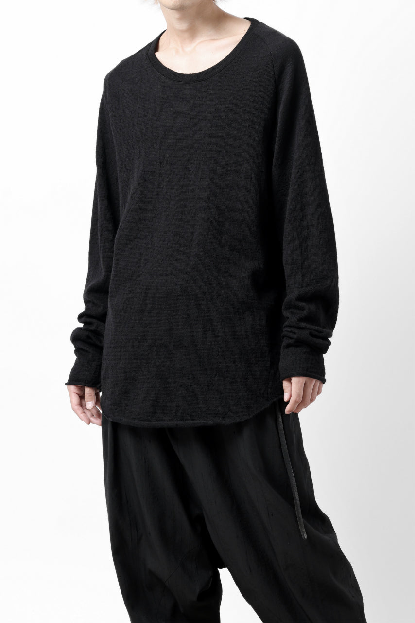 画像をギャラリービューアに読み込む, KLASICA D'ARCY RAGLAN REGULAR FIT PULL / JACQUARD KNIT JERSEY (BLACK x BLACK)