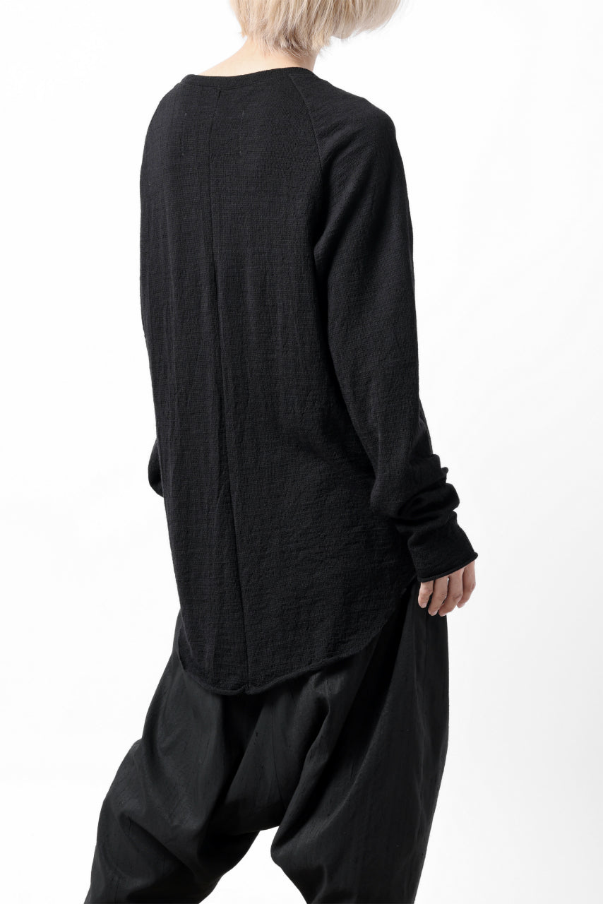 画像をギャラリービューアに読み込む, KLASICA D'ARCY RAGLAN REGULAR FIT PULL / JACQUARD KNIT JERSEY (BLACK x BLACK)