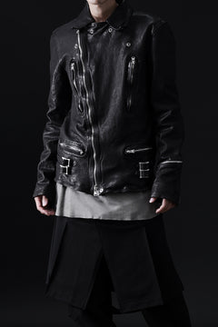 画像をギャラリービューアに読み込む, ISAMU KATAYAMA BACKLASH DOUBLE RIDERS JACKET "LIGHTNING" / GARMENT WASHED JP CALF (BLACK)