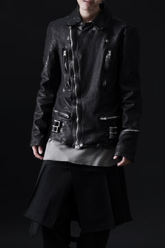 画像をギャラリービューアに読み込む, ISAMU KATAYAMA BACKLASH DOUBLE RIDERS JACKET &quot;LIGHTNING&quot; / GARMENT WASHED JP CALF (BLACK)