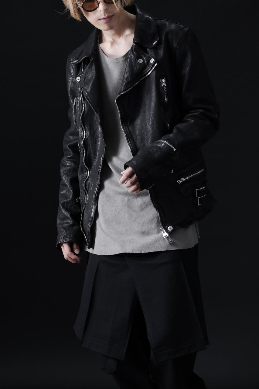 画像をギャラリービューアに読み込む, ISAMU KATAYAMA BACKLASH DOUBLE RIDERS JACKET &quot;LIGHTNING&quot; / GARMENT WASHED JP CALF (BLACK)