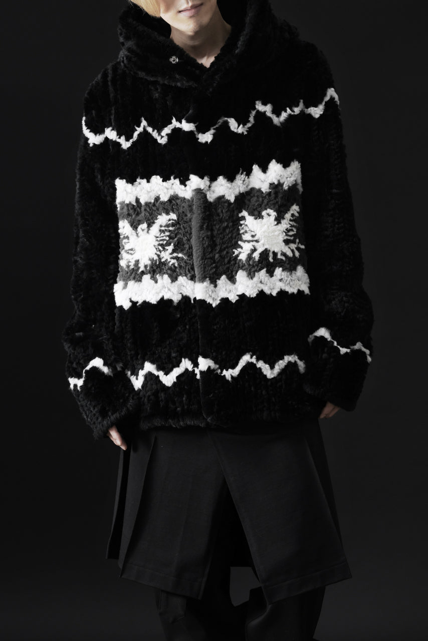 画像をギャラリービューアに読み込む, ISAMU KATAYAMA BACKLASH KNIT HOODIE BLOUSON / RABBIT FUR (BLACK)