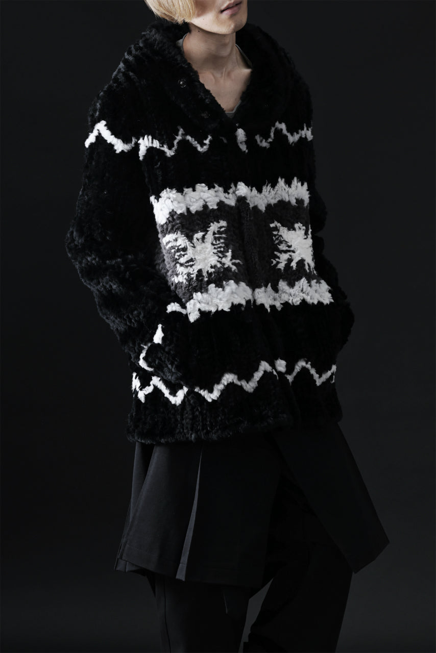 画像をギャラリービューアに読み込む, ISAMU KATAYAMA BACKLASH KNIT HOODIE BLOUSON / RABBIT FUR (BLACK)