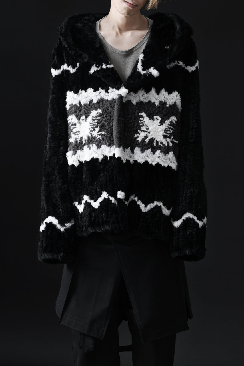 画像をギャラリービューアに読み込む, ISAMU KATAYAMA BACKLASH KNIT HOODIE BLOUSON / RABBIT FUR (BLACK)
